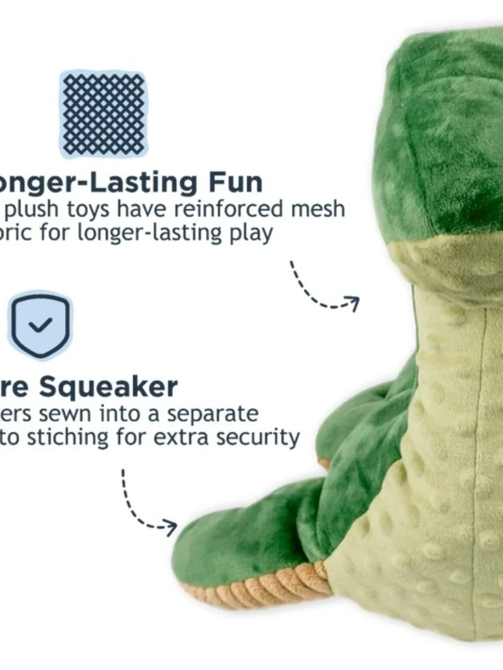 Tall Tails Nessie Dinosaur with Squeaker Dog Toy Medium Large Dogs